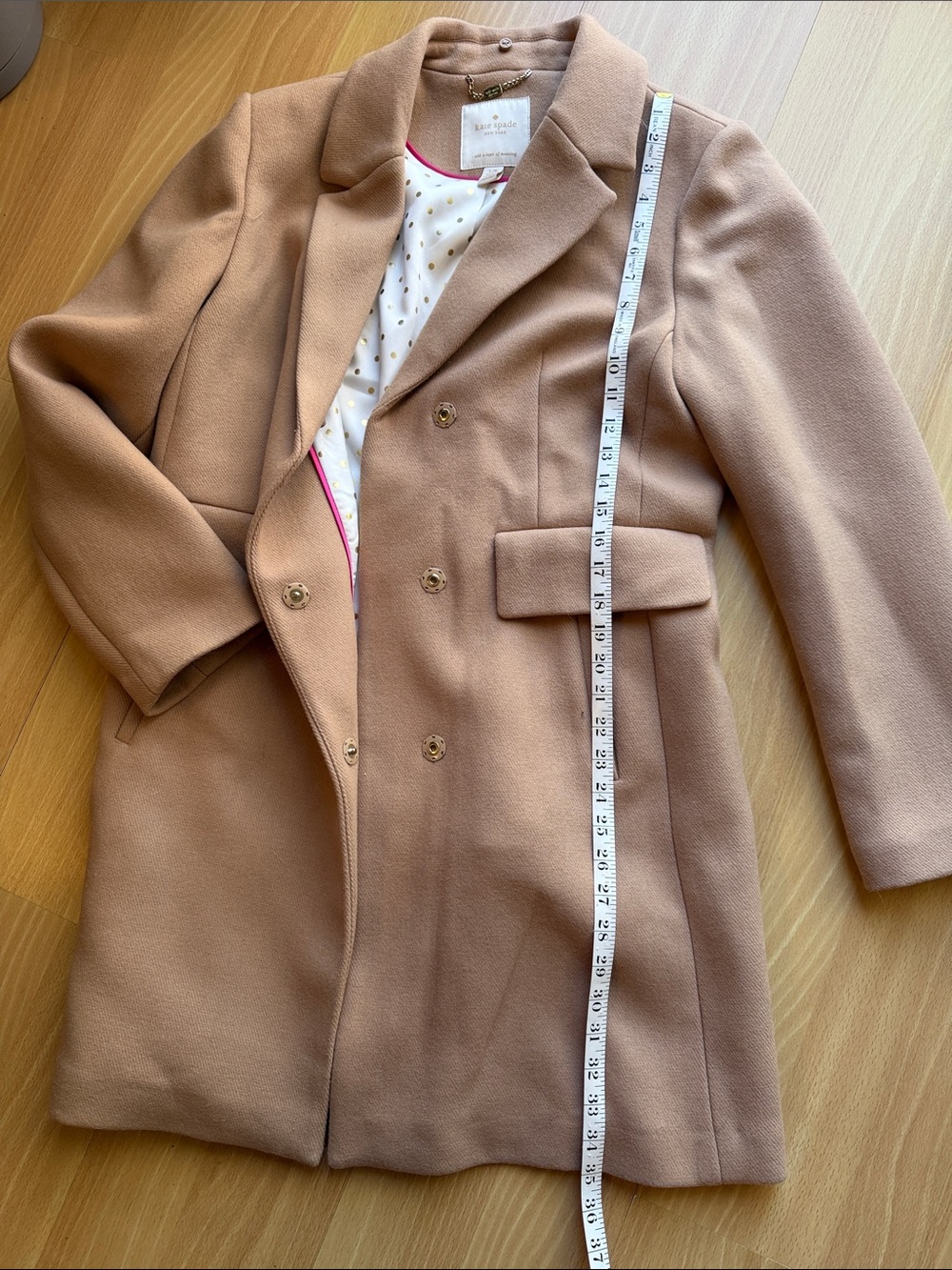 kate spade Tan Wool-Blend Trench Coat - Picture 6 of 13